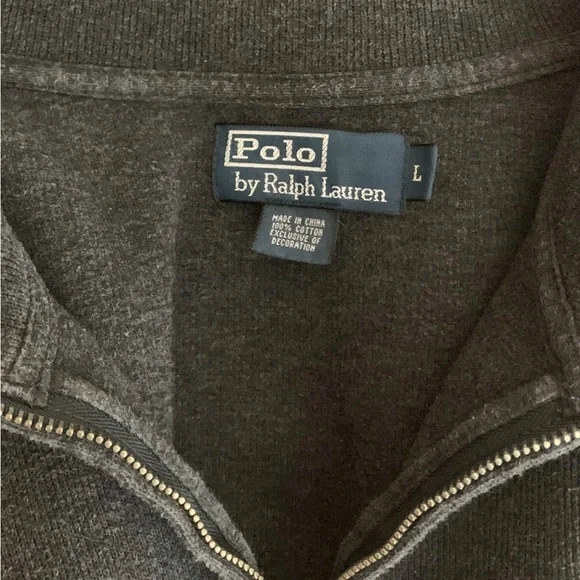Polo Ralph LaurenSweater 1/4 Zip Long Sleeve Y2K Leather Pull VTG